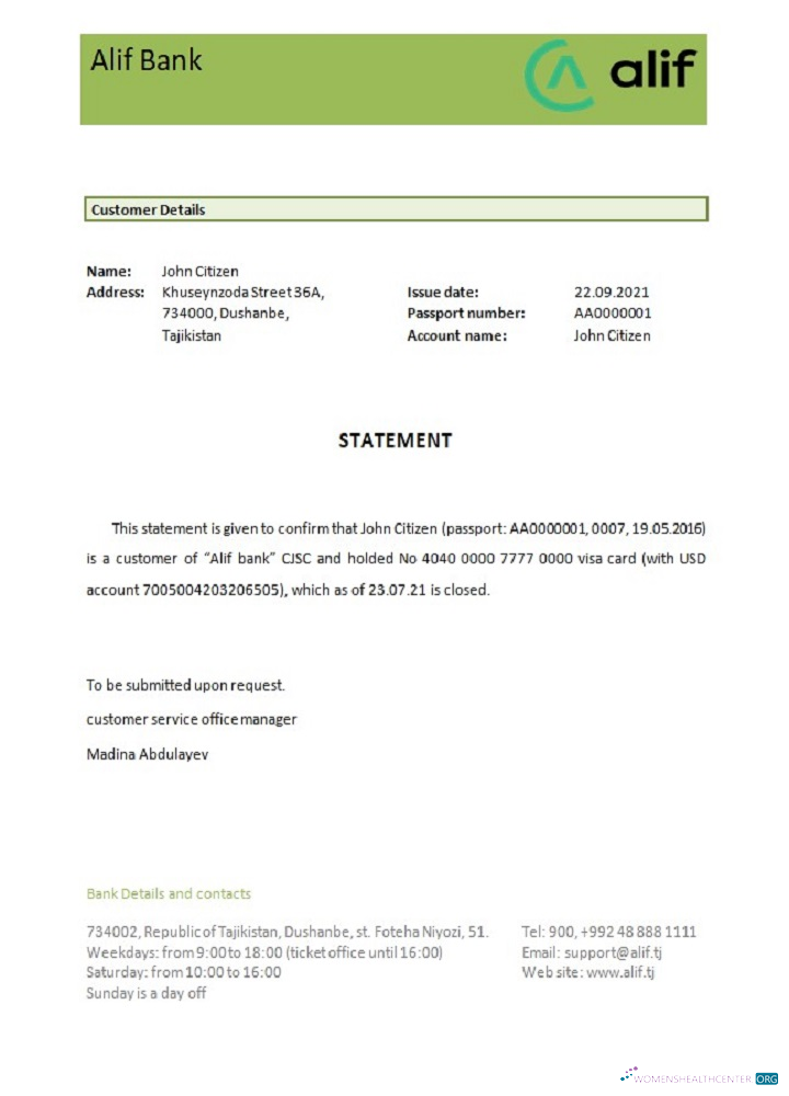 Download Tajikistan Alif bank closure reference Photoshop template
